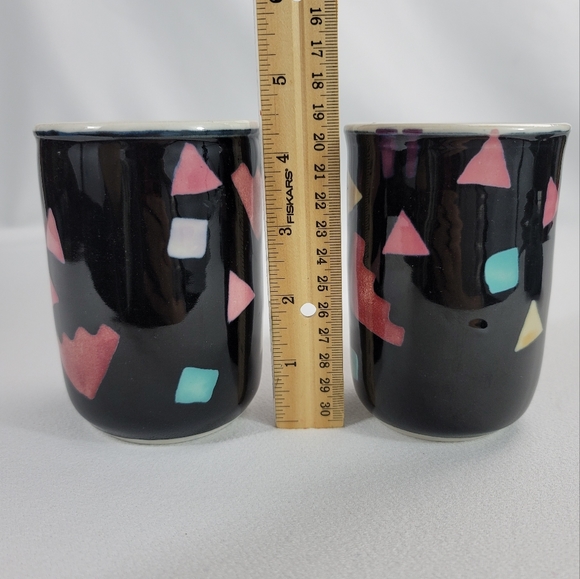 Studio Pottery Painted Geometric Shapes Glazed Pottery OOAK - Picture 7 of 12